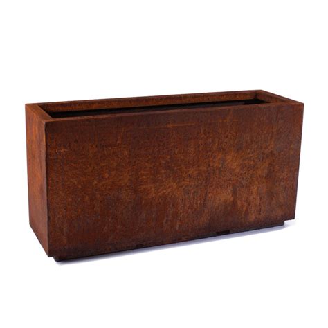 veradek metallic series corten steel medium long box planter|corten steel long box planter.